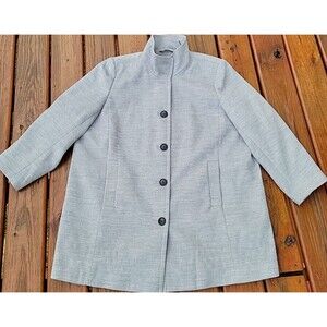 LANDS' END Coat Womens Plus 22W Gray Stand Funnel Neck Collar Peacoat NWT 2X